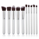 10 Pcs Silver/Golden Makeup Brushes Set