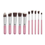 10 Pcs Silver/Golden Makeup Brushes Set