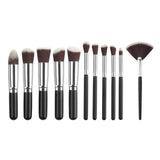 10 Pcs Silver/Golden Makeup Brushes Set