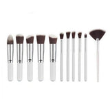10 Pcs Silver/Golden Makeup Brushes Set