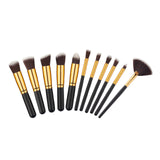 10 Pcs Silver/Golden Makeup Brushes Set