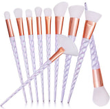 Professional 10PCS Spiral White Handle Makeup